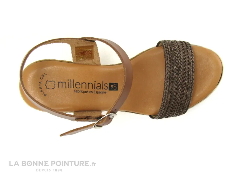 Achat chaussures Millennials Shoes Femme Sandale et Nu-pieds, vente Millenials 3217 marron - Sandale semelle compensee