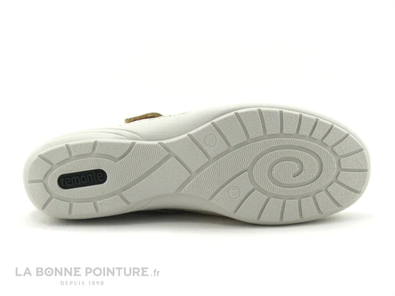 Achat chaussures Remonte Femme Ballerine, vente Remonte R7627-93 - Ballerine beige et fleurie avec bride velcro