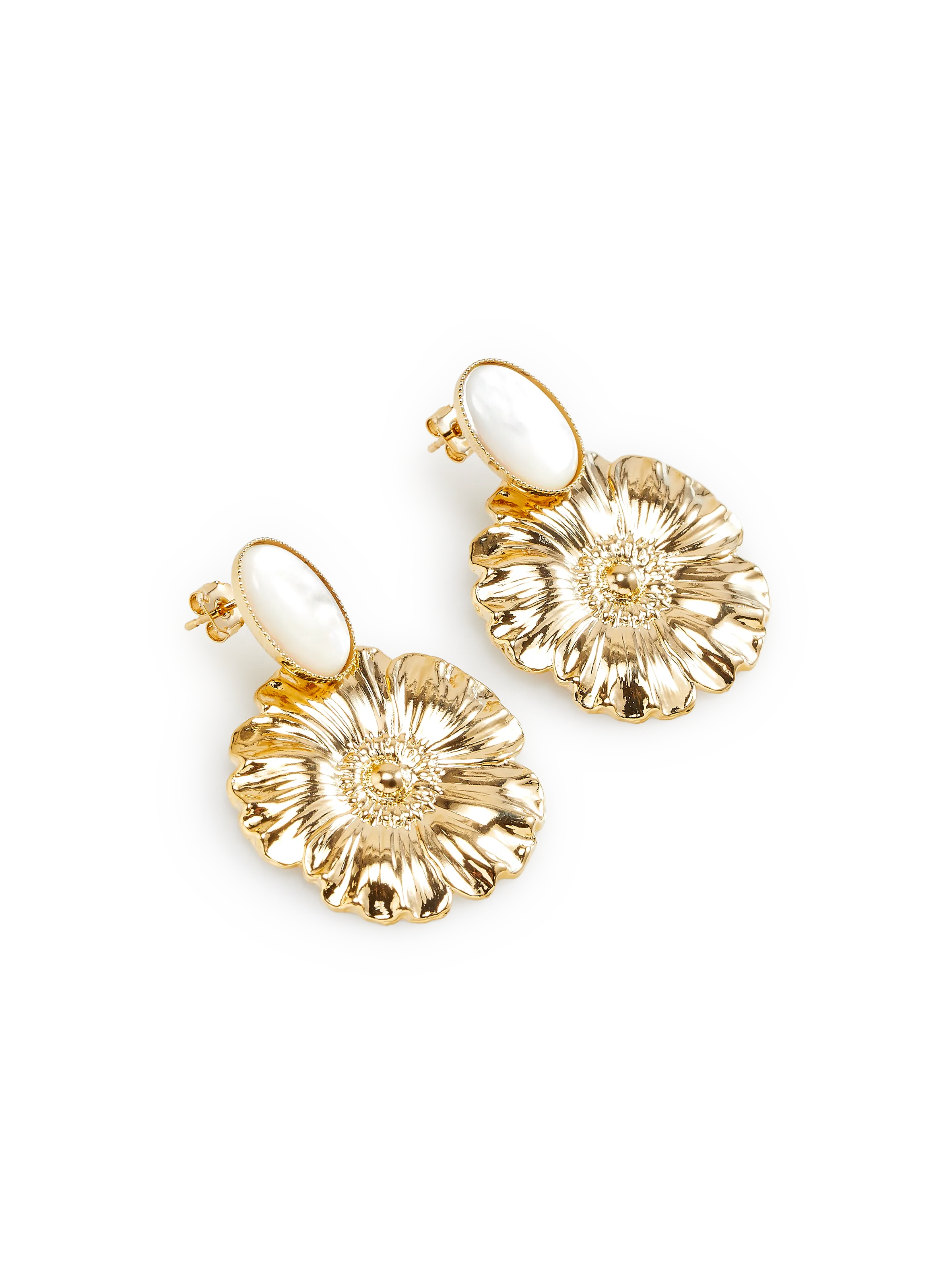 AU PRINTEMPS PARIS  Boucles d'oreille fleurs - Doré
