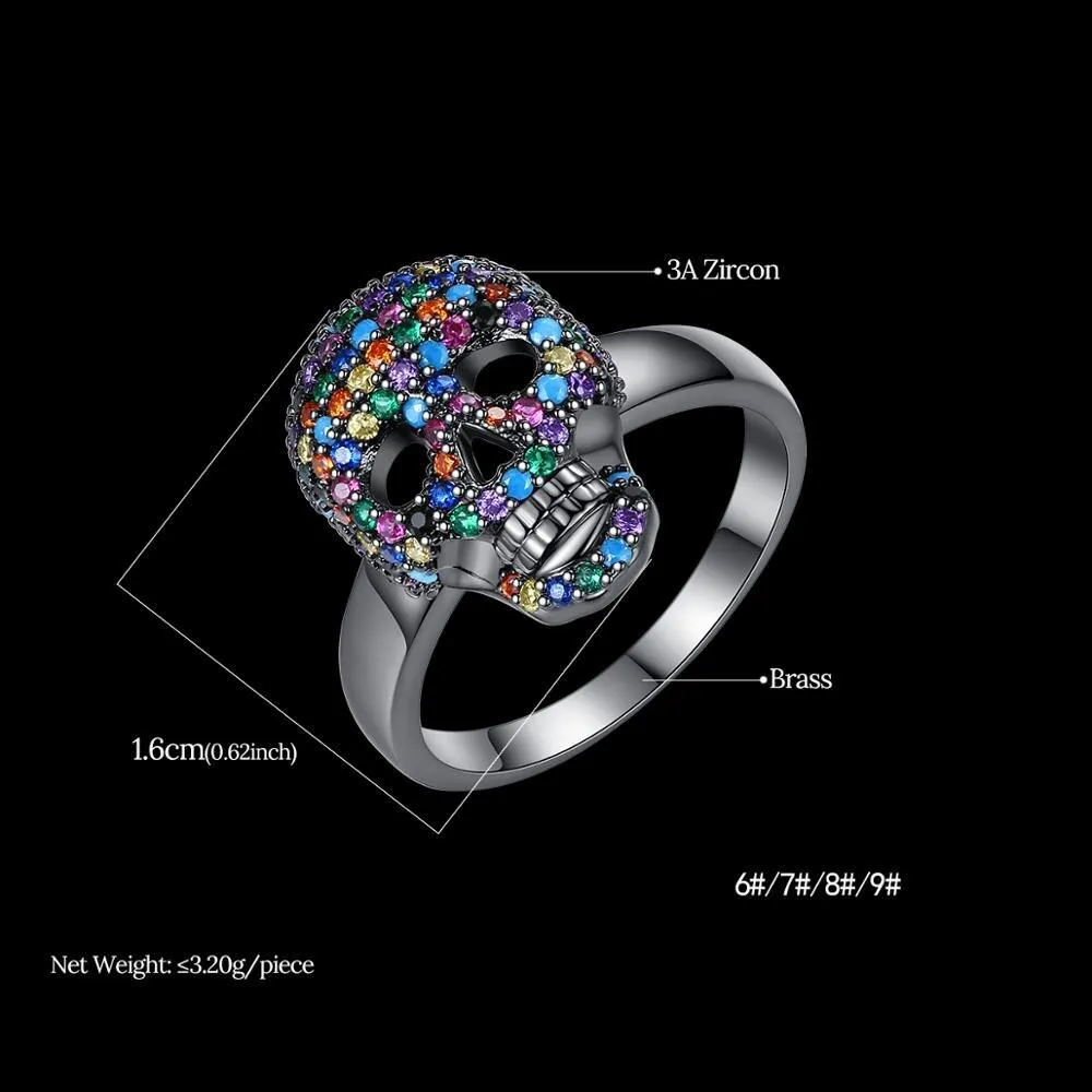 Bague Zircon Tête de mort mexicaine