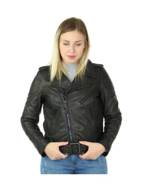 Blouson style perfecto Schott en cuir agneau ref_47279 Noir