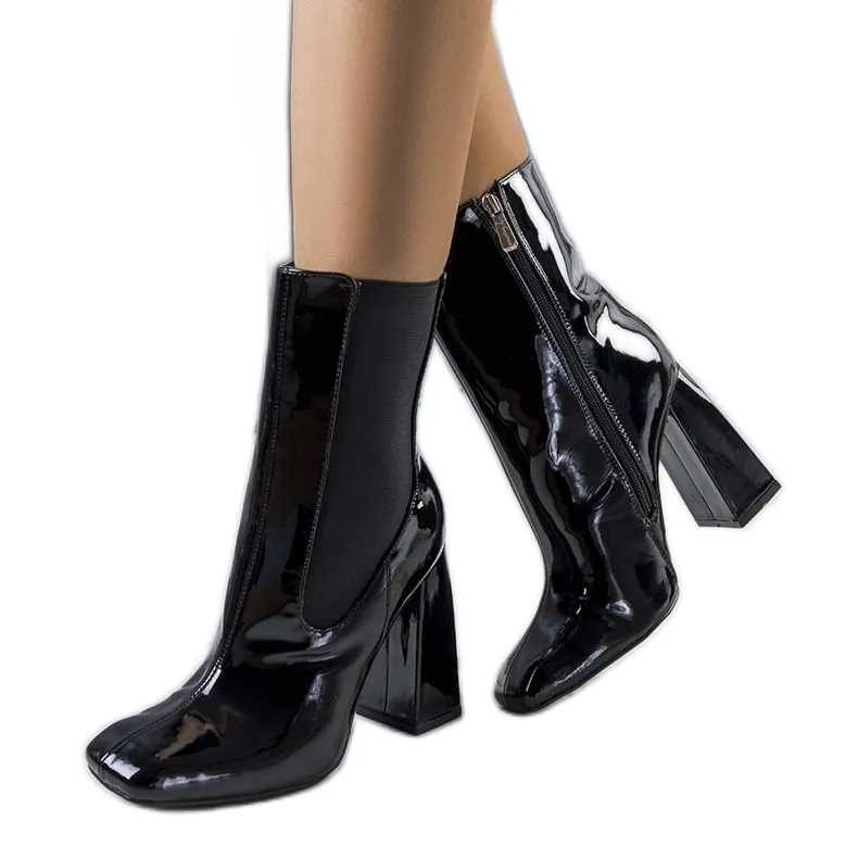 BM Bottines vernies noires sur le poteau Viridia le noir