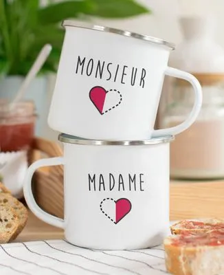 Bol Monsieur et demi-coeur imprimé personnalisé