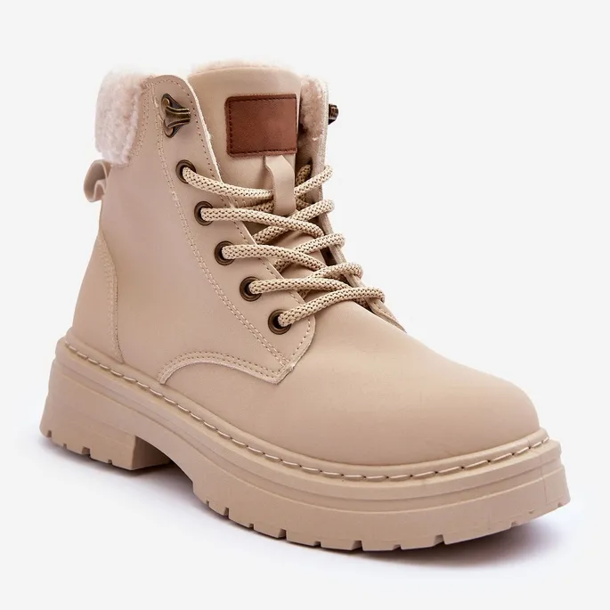 Bottines Femme En Peau De Mouton Beige Clair Jette