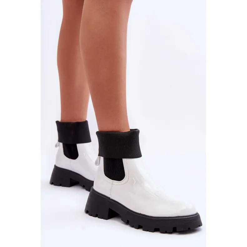 Bottines Jodhpur Laquées Femme Pavo Blanc blanche
