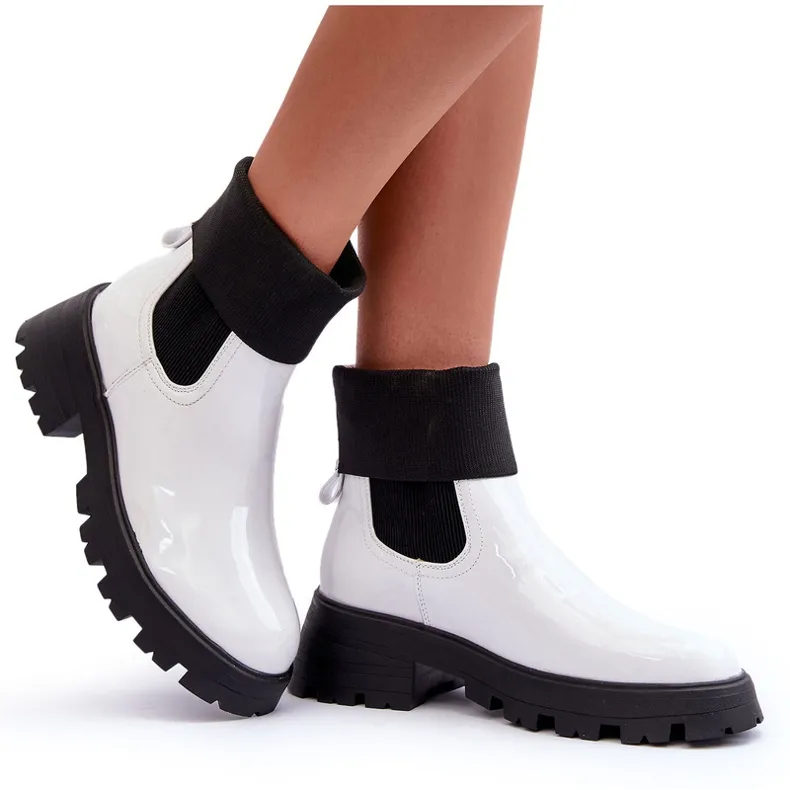 Bottines Jodhpur Laquées Femme Pavo Blanc blanche