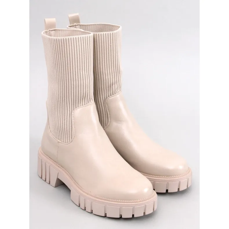 Bottines tige chaussette Farrell Beige