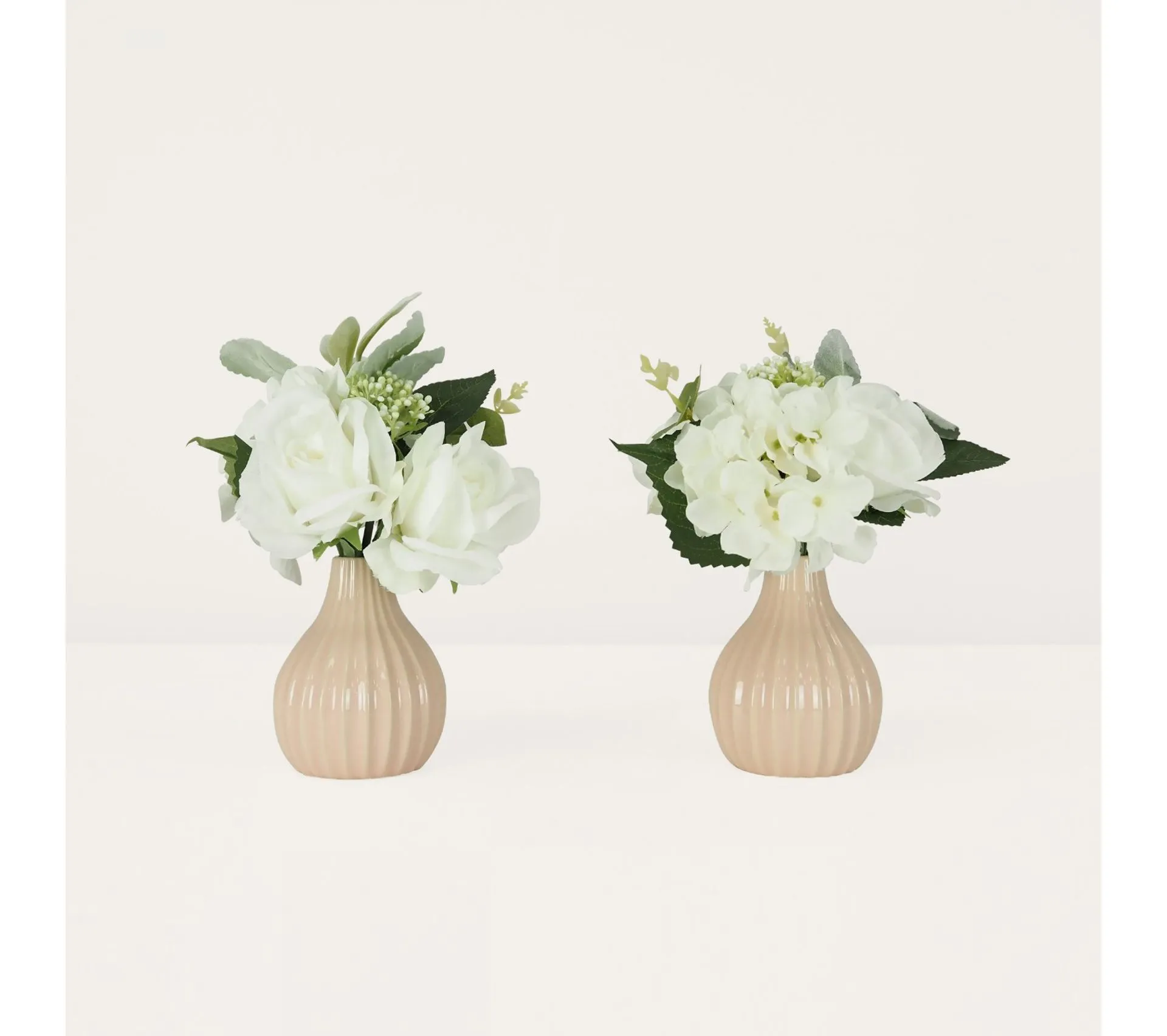 Bouquet Artificiel De Fleurs Blanches En Pot 25cm Lot De 2