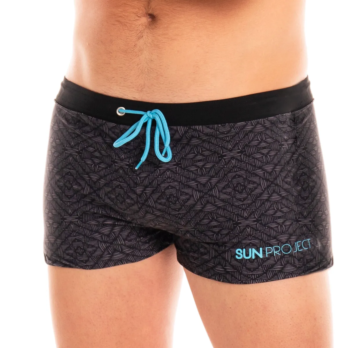 Boxer de bain homme imprimé moderne noir Marco par Sun Project