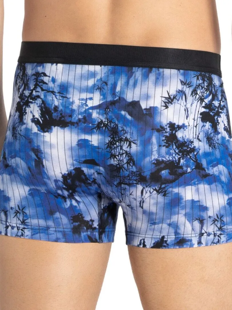 Boxer imprimé japonisant en lyocell Hiroki - Bleu