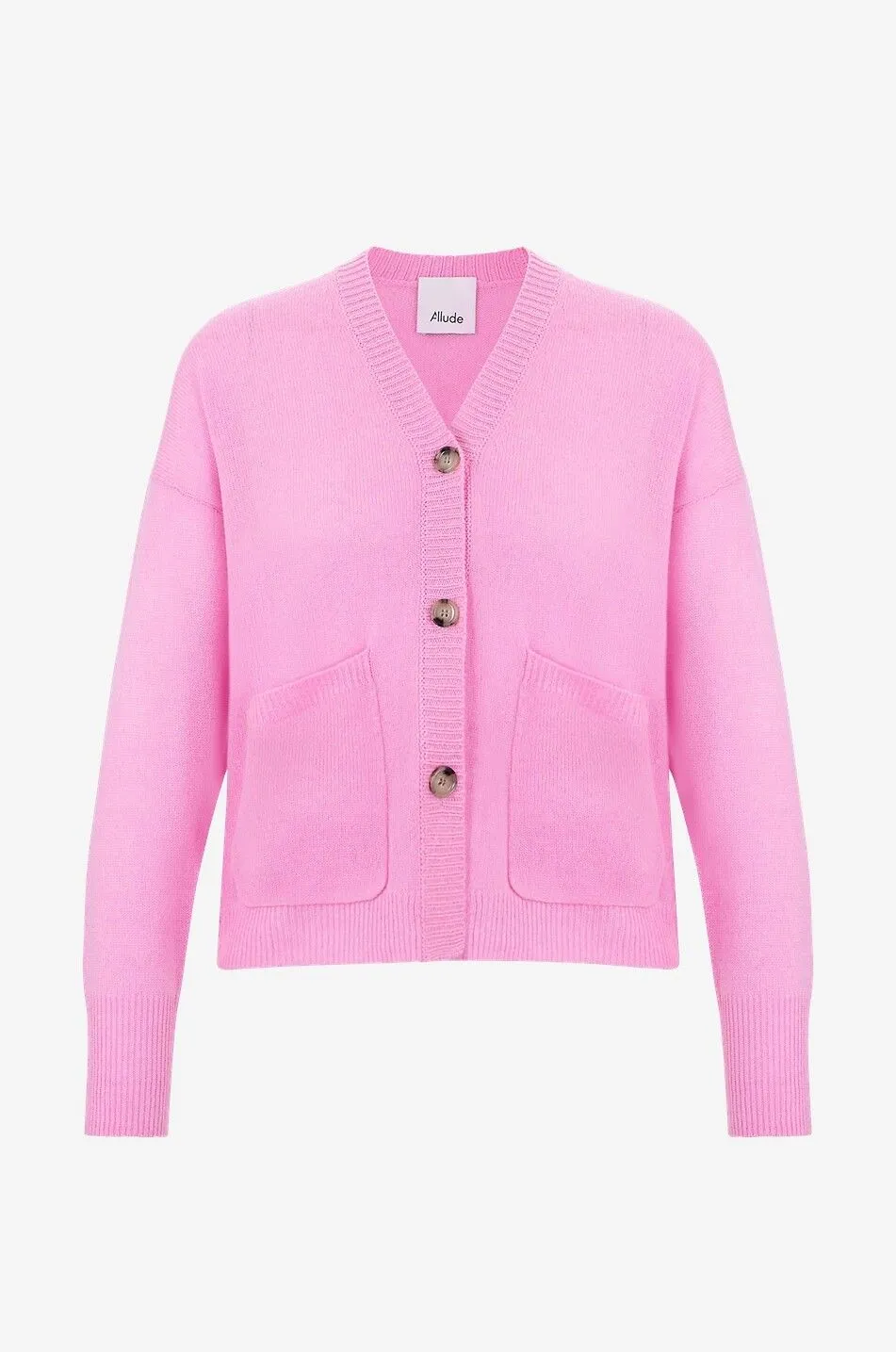Cardigan boutonné à col V et poches en cachemire