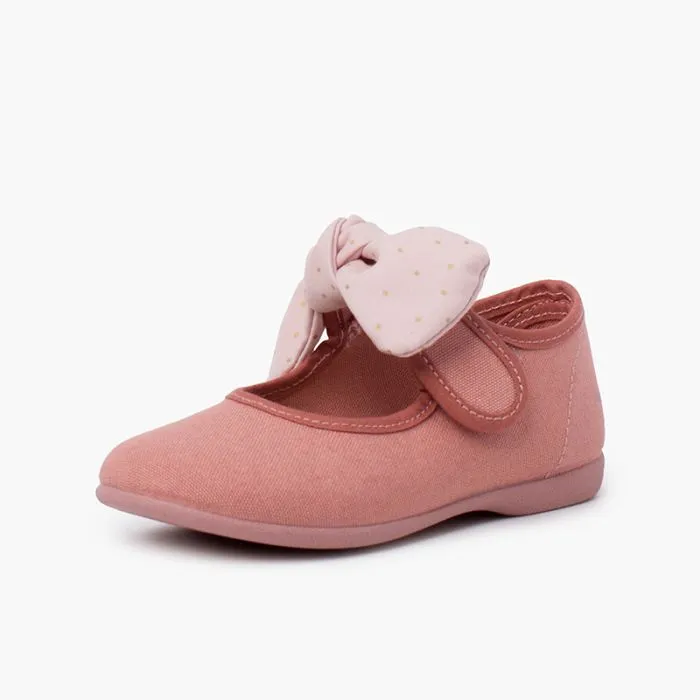 Chaussures Babies en Toile Nœud à Pois