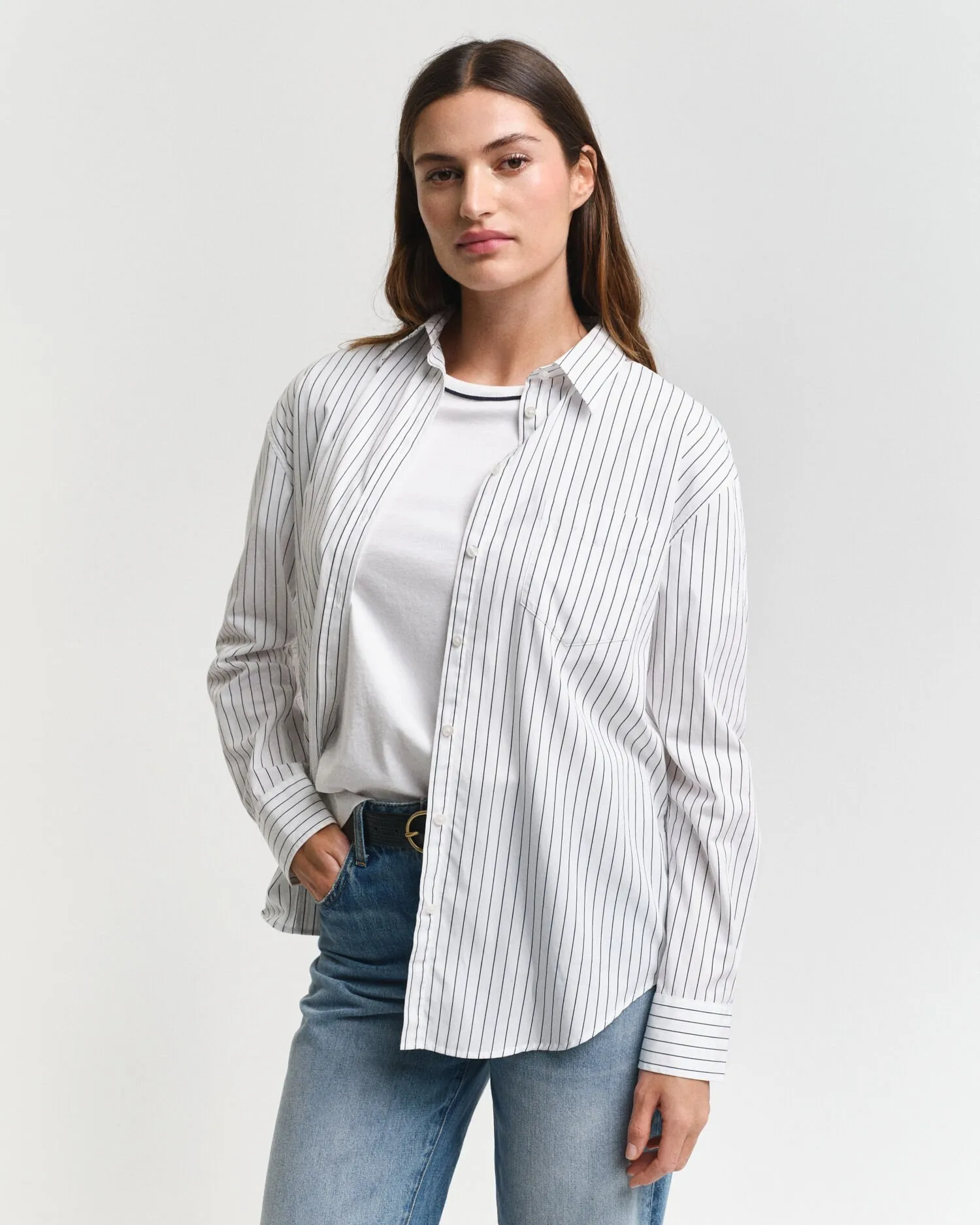 Chemise relaxed fit en popeline à rayures classique