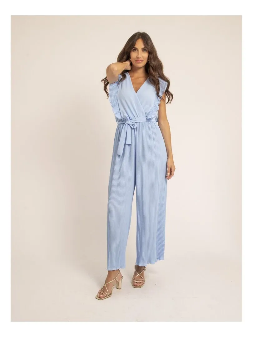 Combi pantalon plissée EDENA - Bleu ciel