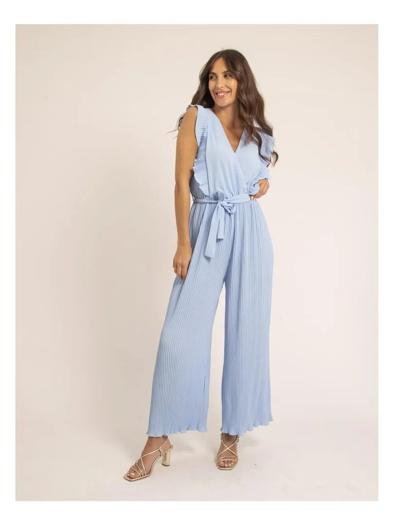 Combi pantalon plissée EDENA - Bleu ciel
