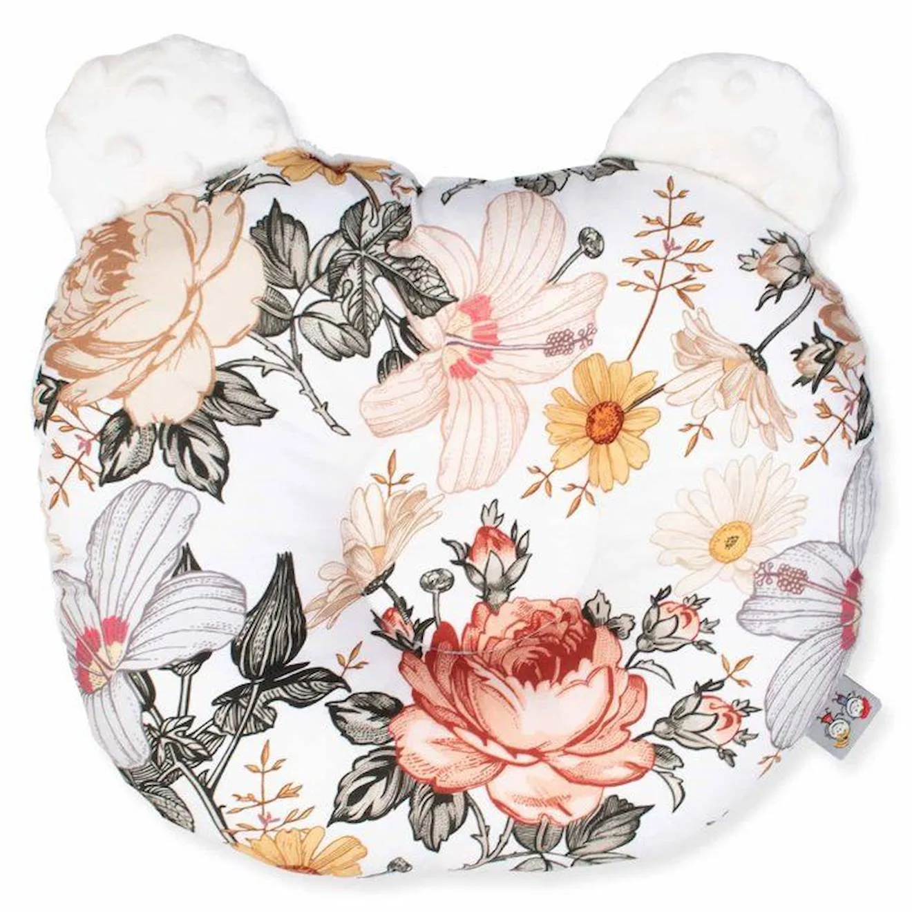 Coussin anti tête plate réversible en minky - Néo Vintage Écru - 30 cm x 25 cm beige - Sevira Kids