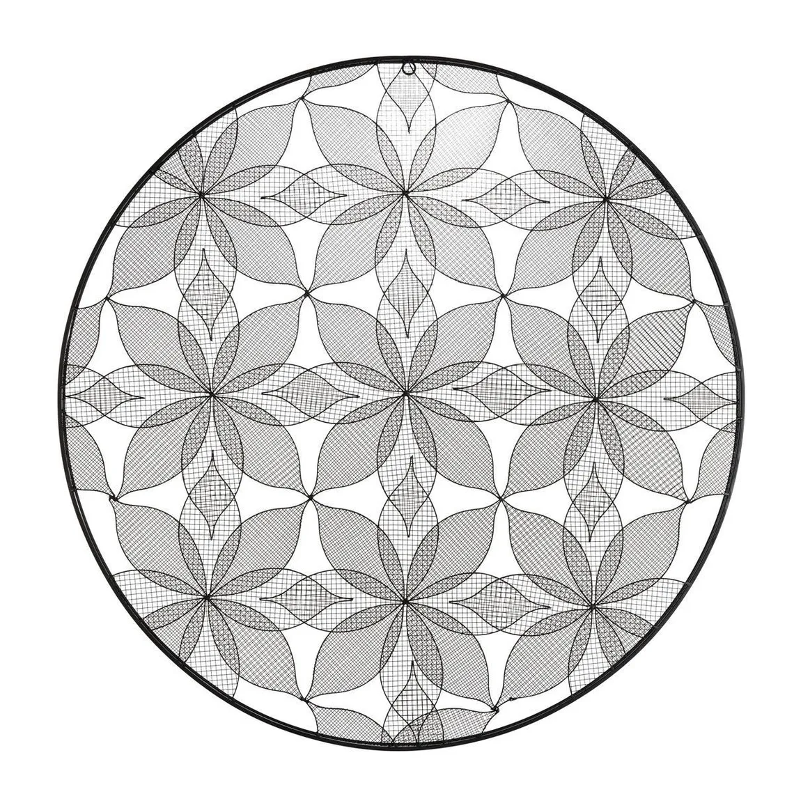 Décoration Murale Ronde THEODORE Métal Noir FLEURS 90 X 90 Cm | 3 Suisses