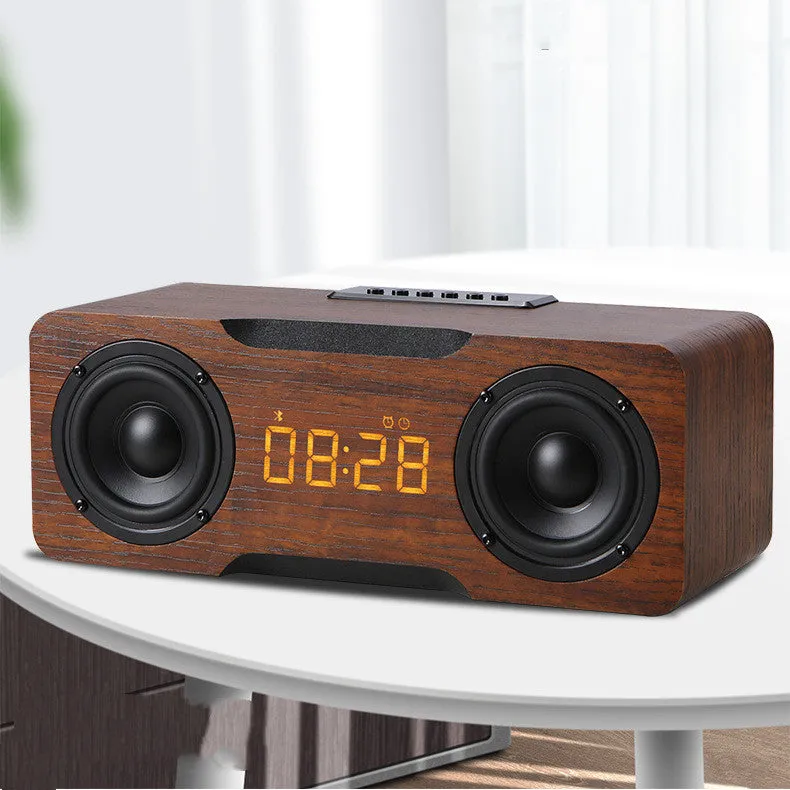 Enceinte Bluetooth d'Horloge En Bois Vintage