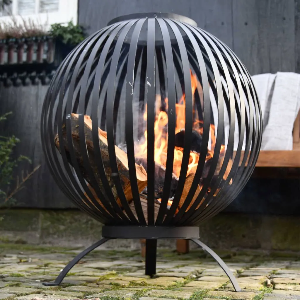 Esschert Design Balle à feu Bandes Noir Acier au carbone FF400 | vidaxl-fr