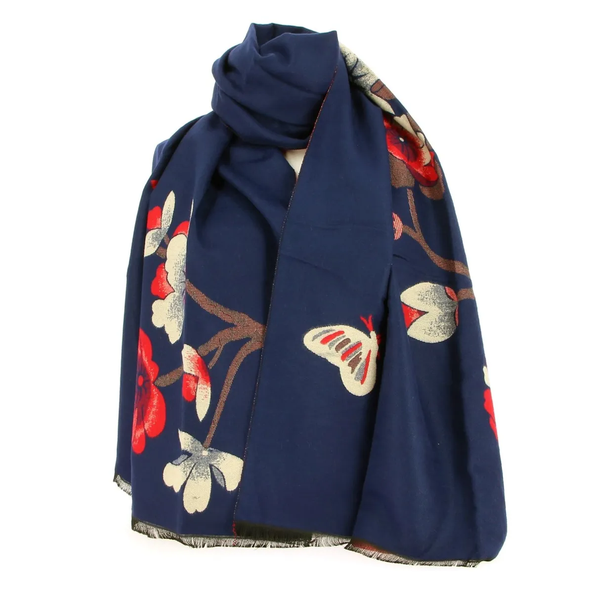 ETOLE G. PASQUIER MARINE/ROUGE MOTIFS FLEURS - Matière noble 19,90€