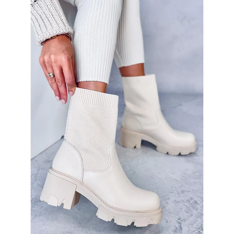 Fairs Bottines supérieures élastiques beiges