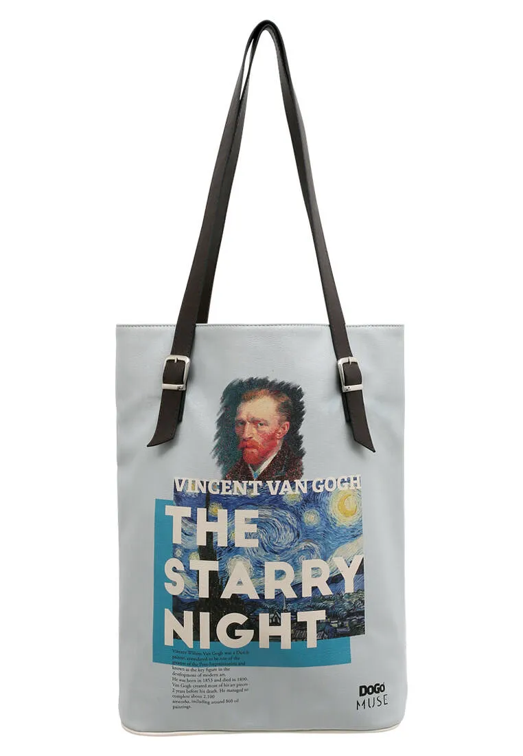 Femme Cuir Vegan Crème Sac d'épaule - Vincent van Gogh The Starry Night Muse Motif