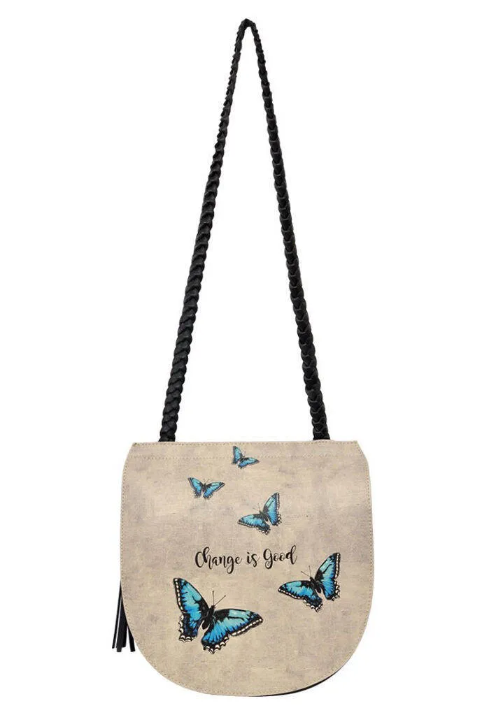 Femme Cuir Vegan Gris Sac d'épaule - Change is Good Motif