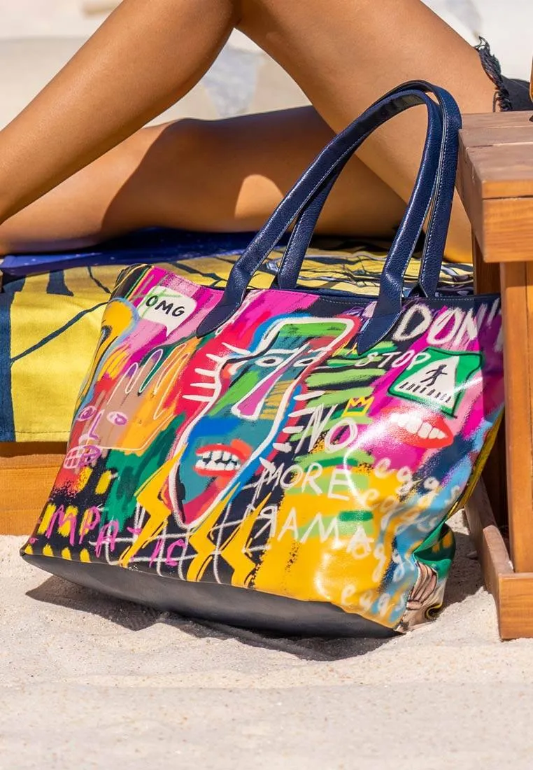 Femme Cuir Vegan Multicolore Sac d'épaule - No More Drama Motif
