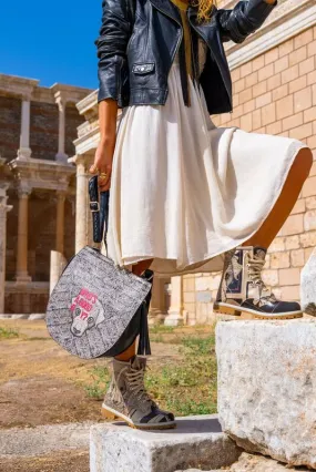 Femme Cuir Vegan Noir Sac d'épaule - Good Boy Motif