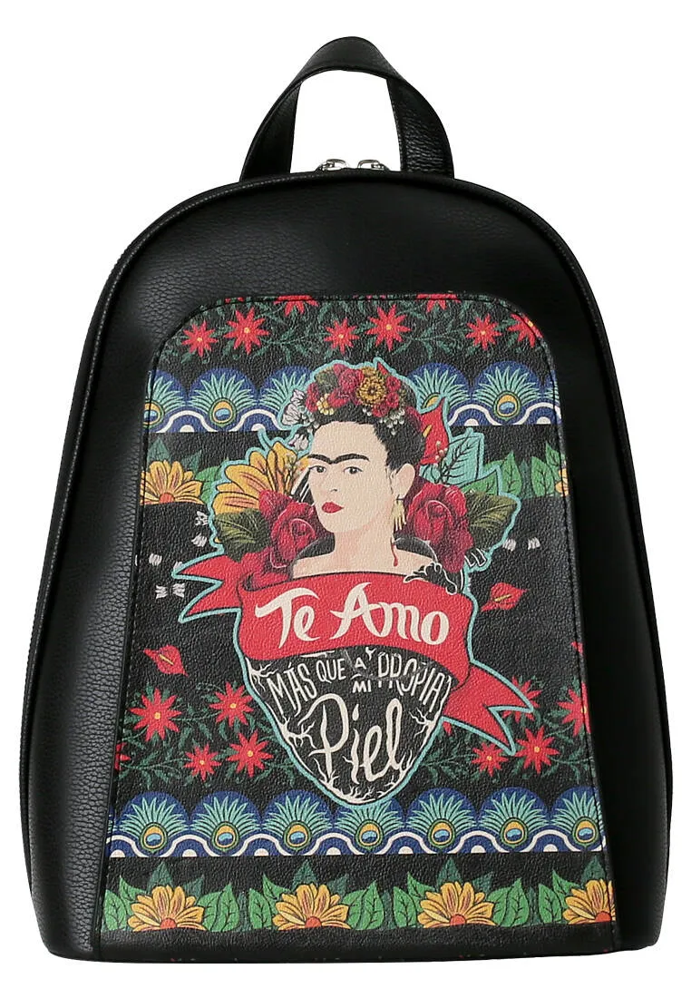 Femme Cuir Vegan Noir Sac à dos - FKL Te Amo Motif