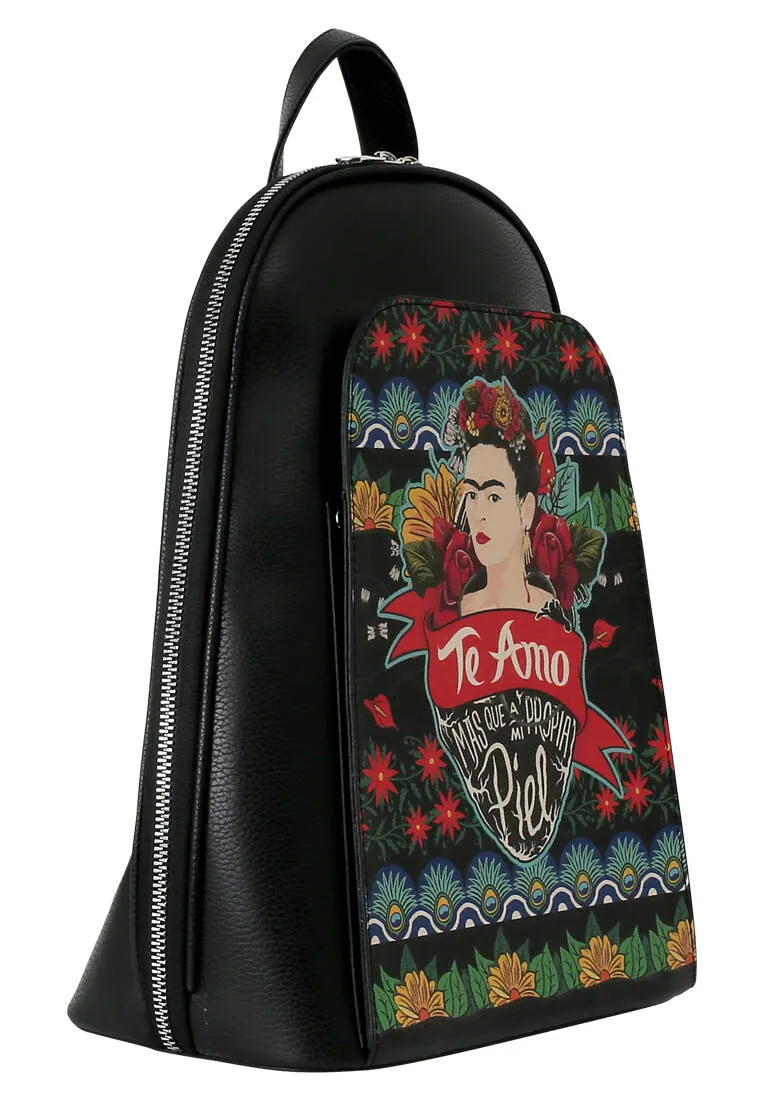 Femme Cuir Vegan Noir Sac à dos - FKL Te Amo Motif