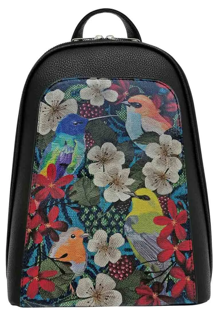 Femme Cuir Vegan Noir Sac à dos - Fly Anywhere Motif