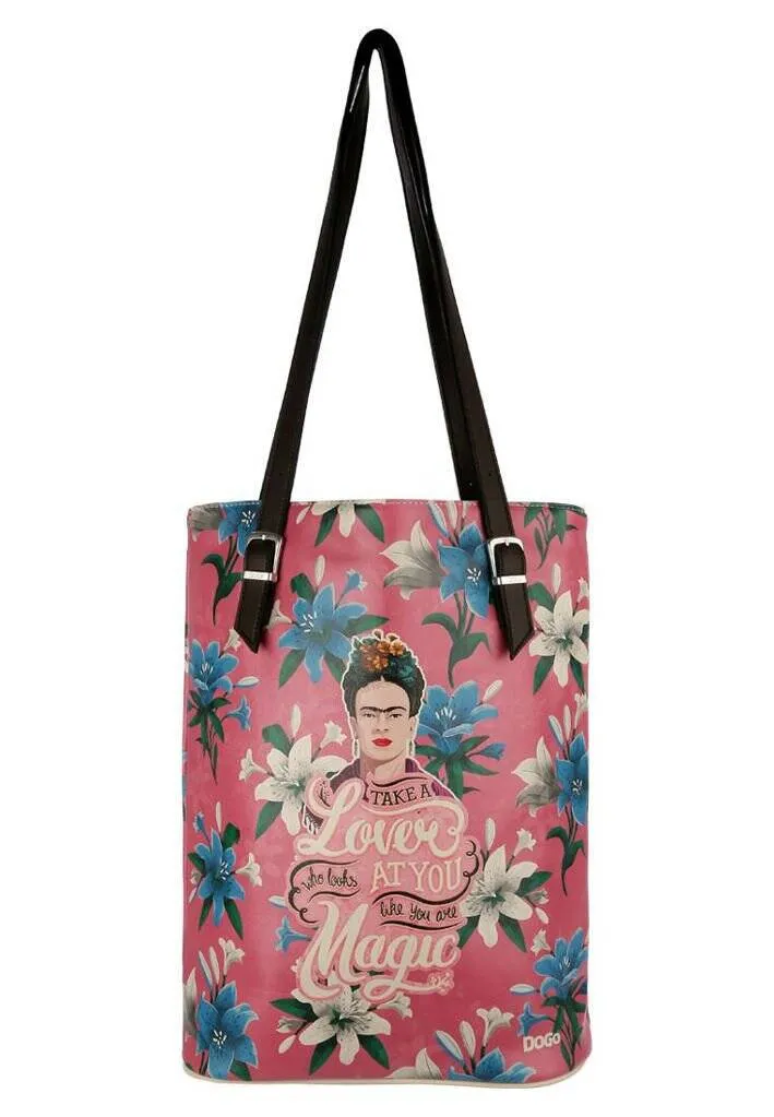 Femme Cuir Vegan Rose Sac d'épaule - Like You Are Magic Frida Kahlo Motif