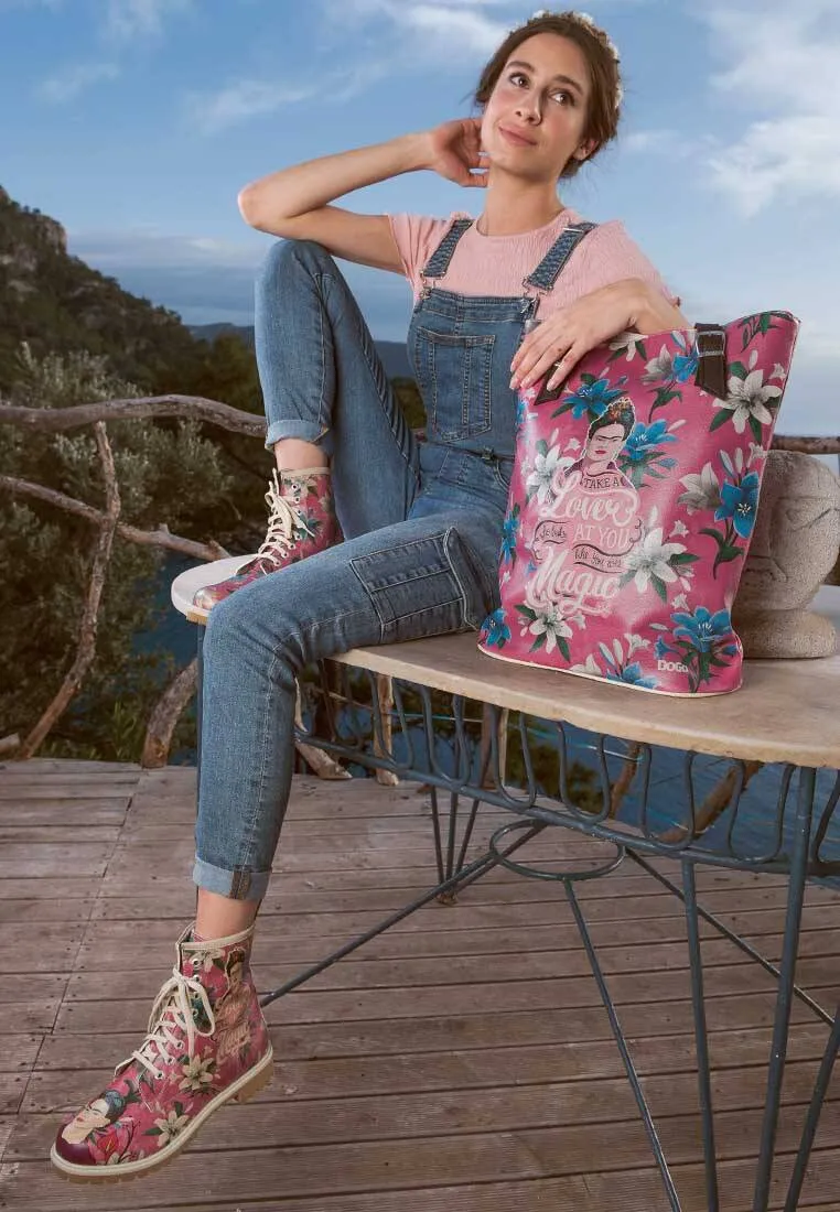 Femme Cuir Vegan Rose Sac d'épaule - Like You Are Magic Frida Kahlo Motif