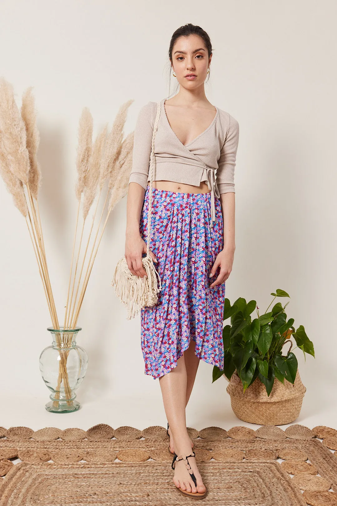 Jupe asymétrique à imprimé Liberty
