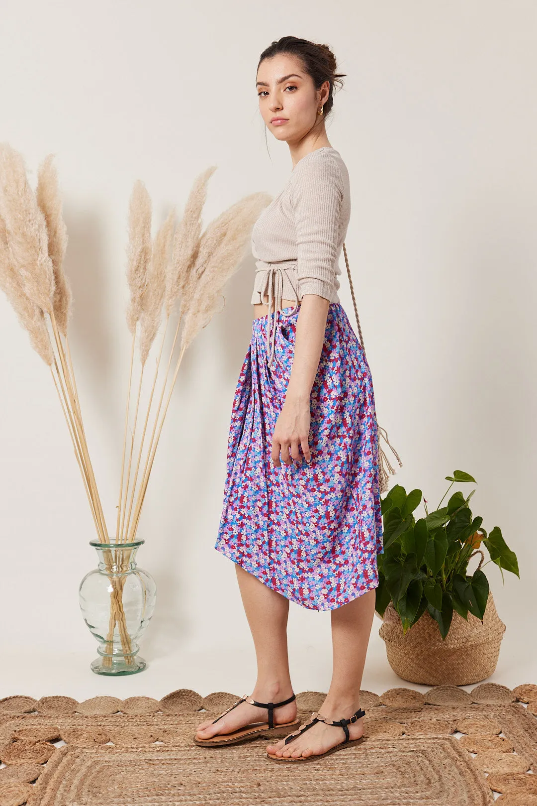 Jupe asymétrique à imprimé Liberty