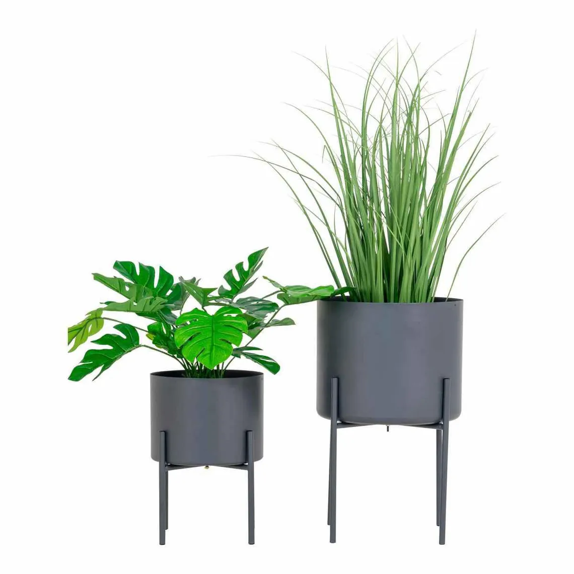 Lot de 2 Pots De Fleurs Gris en acier | 3 Suisses