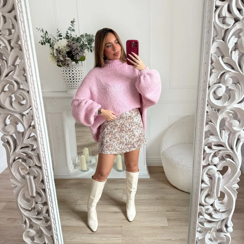 MAXI PULL MOHAIR ROSE POUDRÉ