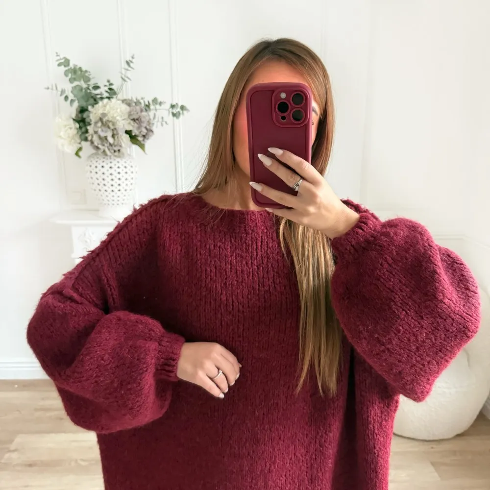 MAXI ROBE PULL MOHAIR BORDEAUX