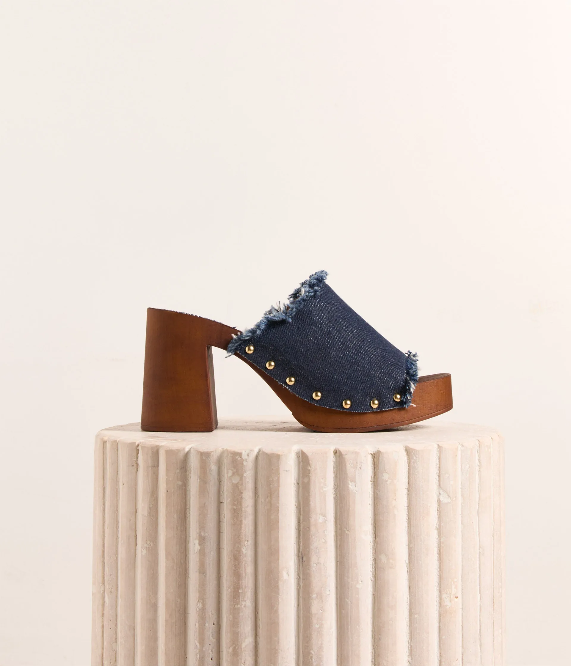 Mules denim bleu Lysandre