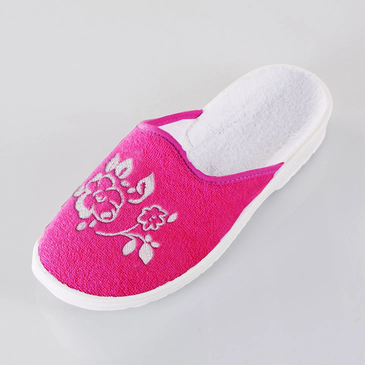 Mules éponge broderie fleurs