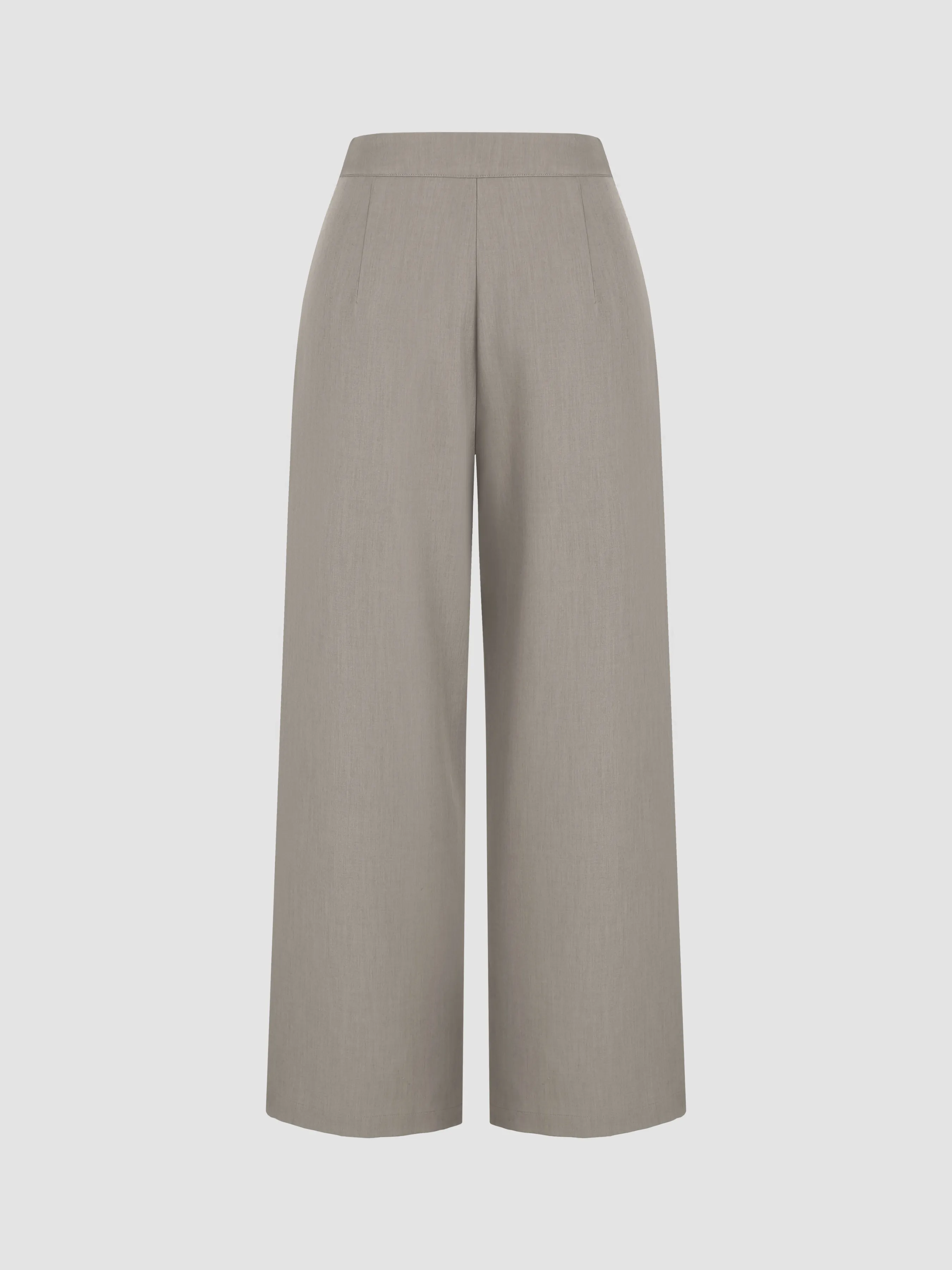 Pantalon droit uni à poches enveloppantes taille moyenne