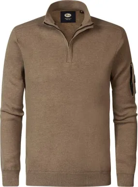 Petrol Pull Half Zip Melange Marron M-3040-KWC248-7140 comma