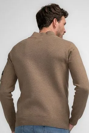 Petrol Pull Half Zip Melange Marron M-3040-KWC248-7140 comma