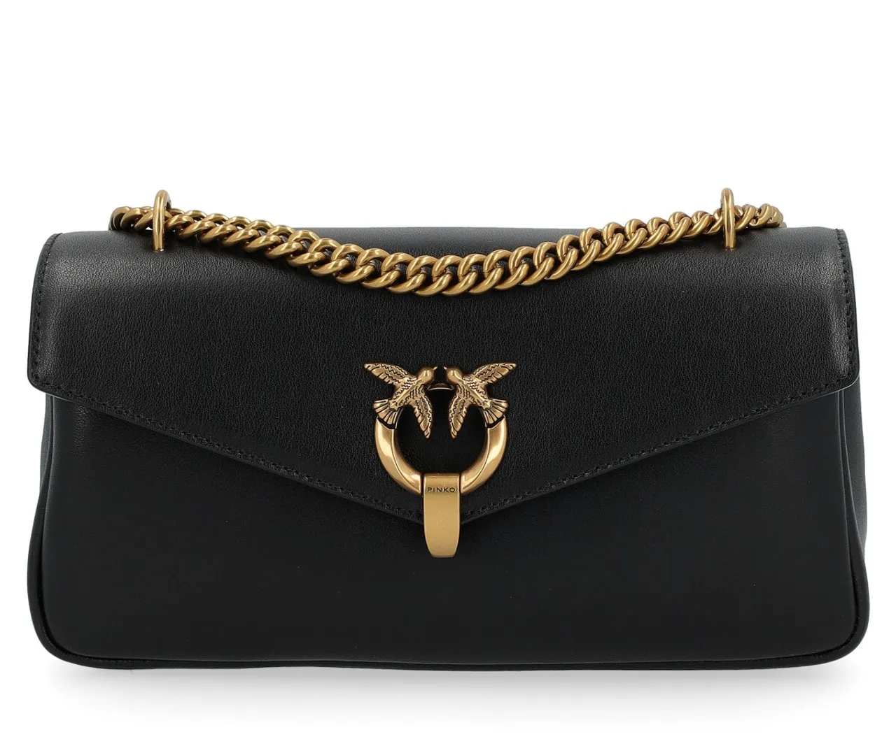 Pinko Sac Cupidon Baguette en cuir noir