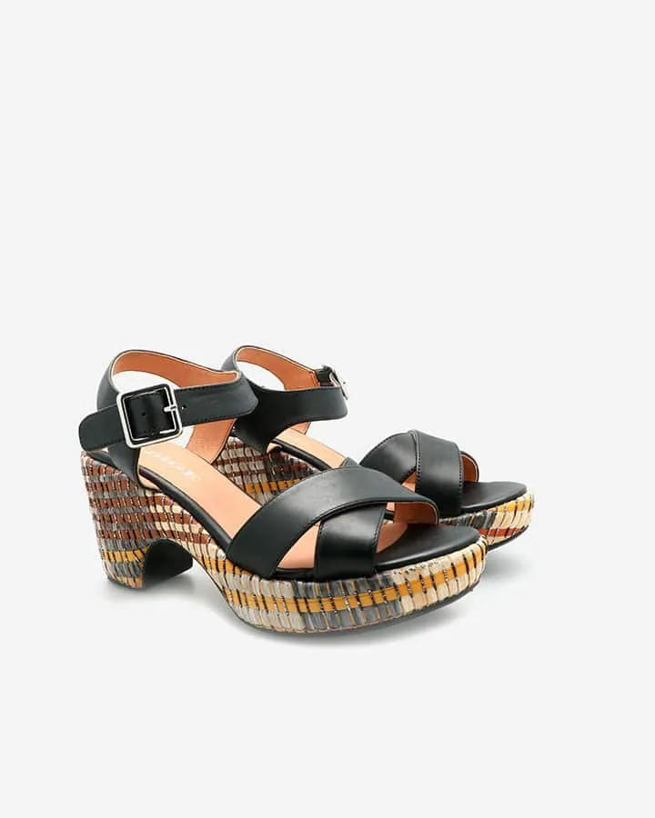Reine | Sandale Chic Cuir Noir | Adige