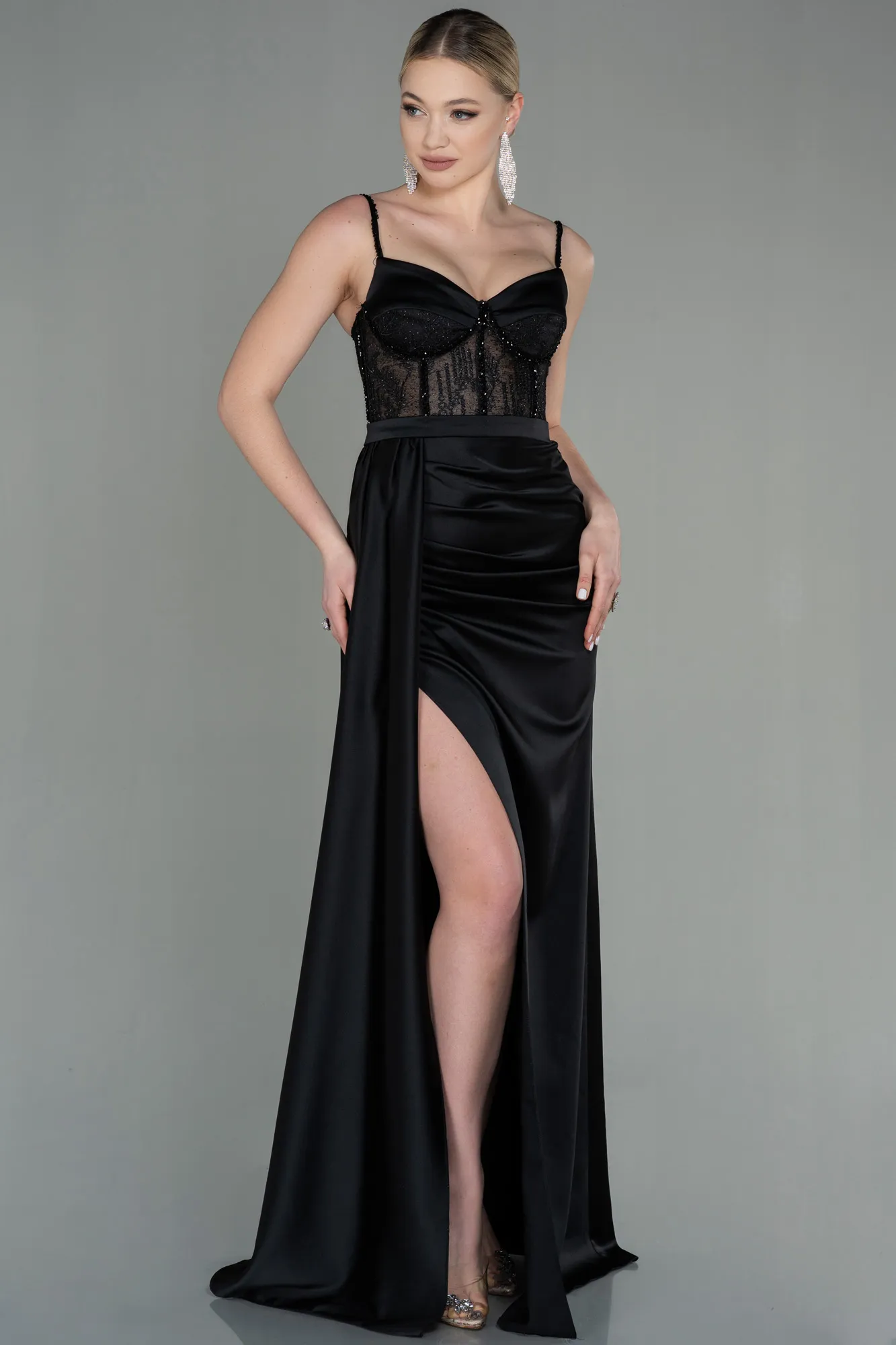 Robe de Soirée Longue Satin Rouge ABU2130