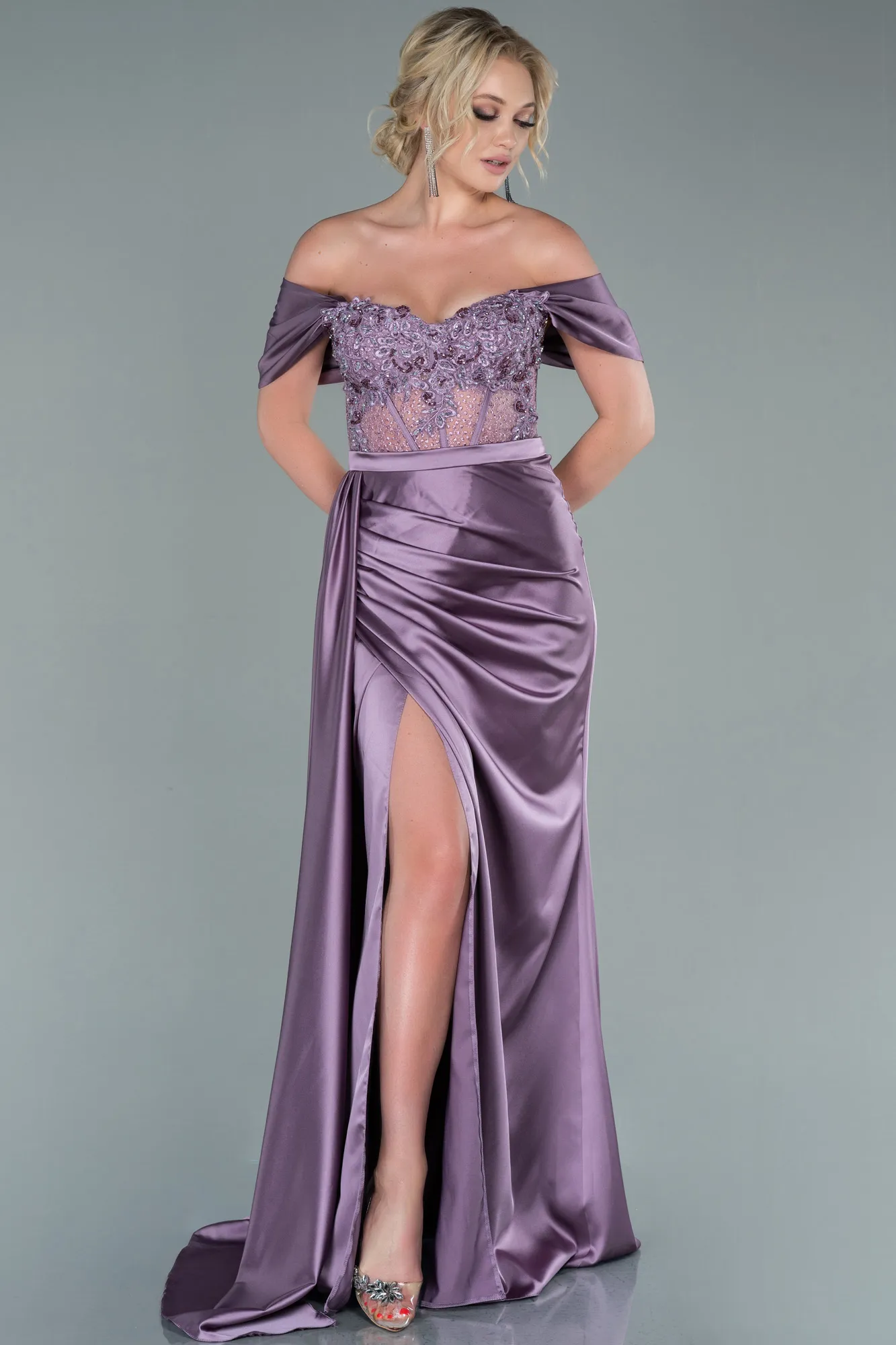 Robe de Soirée Longue Satin Émeraude ABU3997