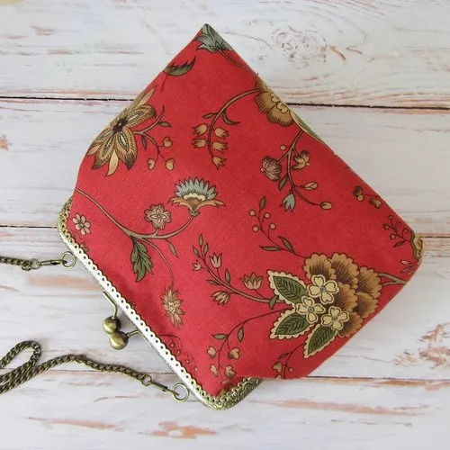 Sac à bandoulière rétro rouge fleuri