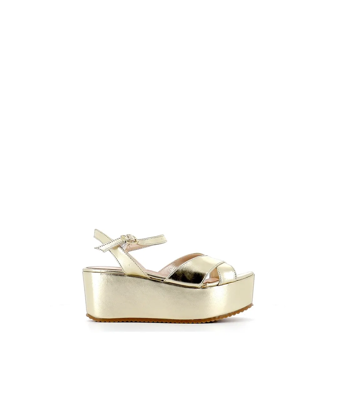 SANDALE COMPENSEE MARTA LAMINE PLATINE